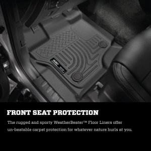 Ford F-250 Super Duty Floor Liners - Front + Rear - Husky Liners - WeatherBeater Combo - Black - `11-`12